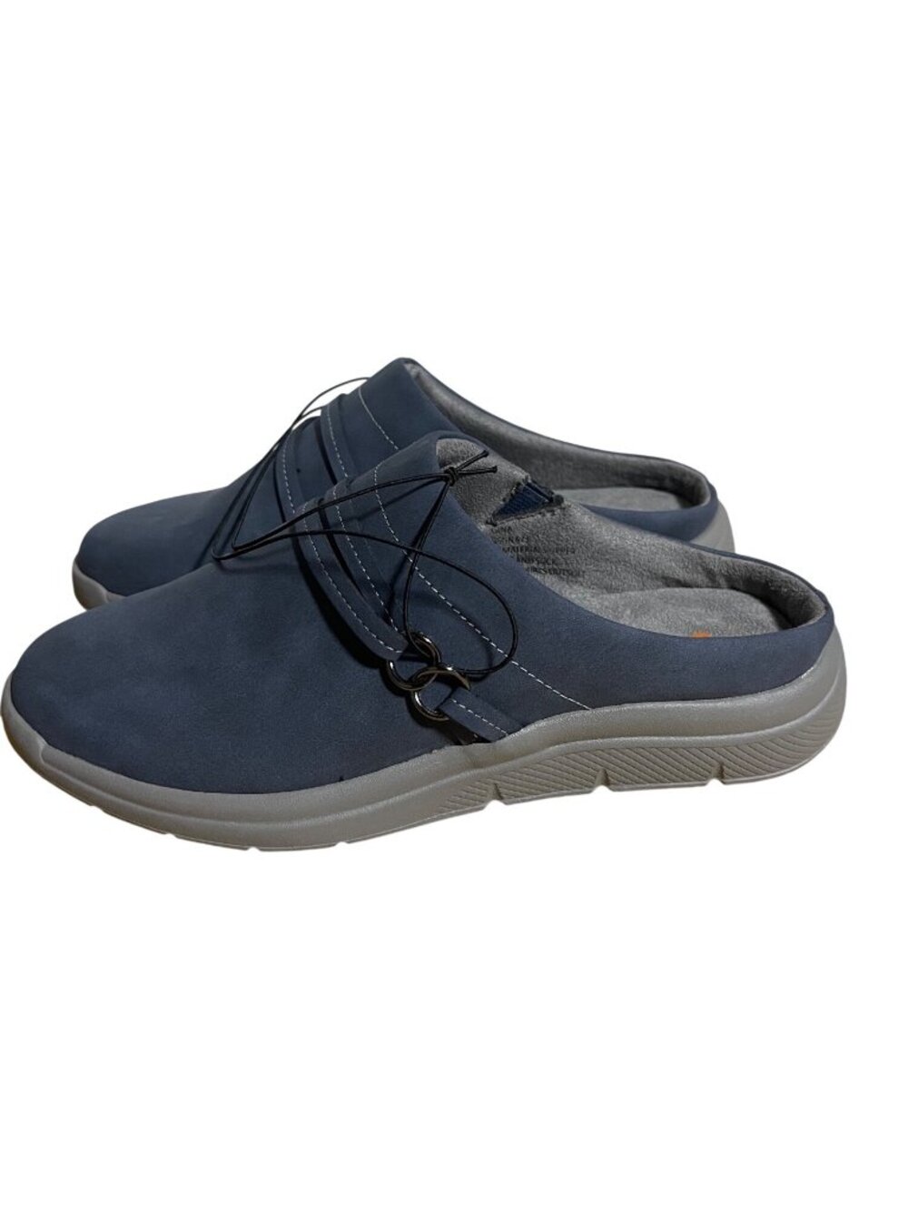JSport by Jambu Gina Comfort Mules Womens Size 6 M Navy Blue Faux Leather Clogs
